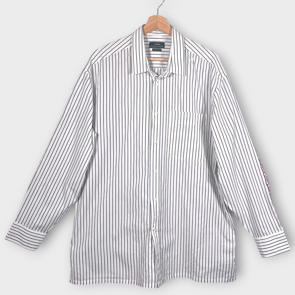 Zara Relaxed Fit Shirt Mens LARGE Slogan "Enjoy While It Lasts" Casual City EUC